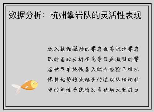 数据分析：杭州攀岩队的灵活性表现